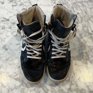 John Varvatos Black and White High-Top Sneakers